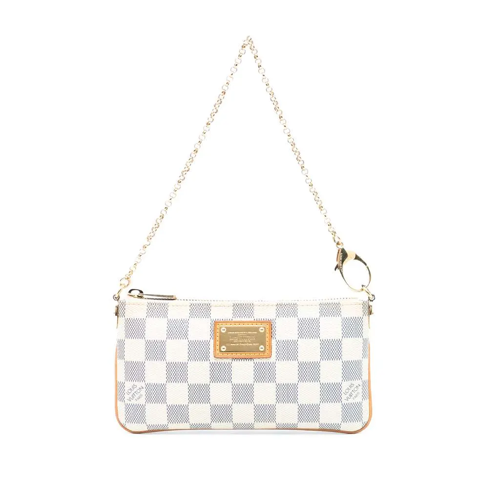 Louis Vuitton Damier Azur Pochette Milla MM White Good - Front View