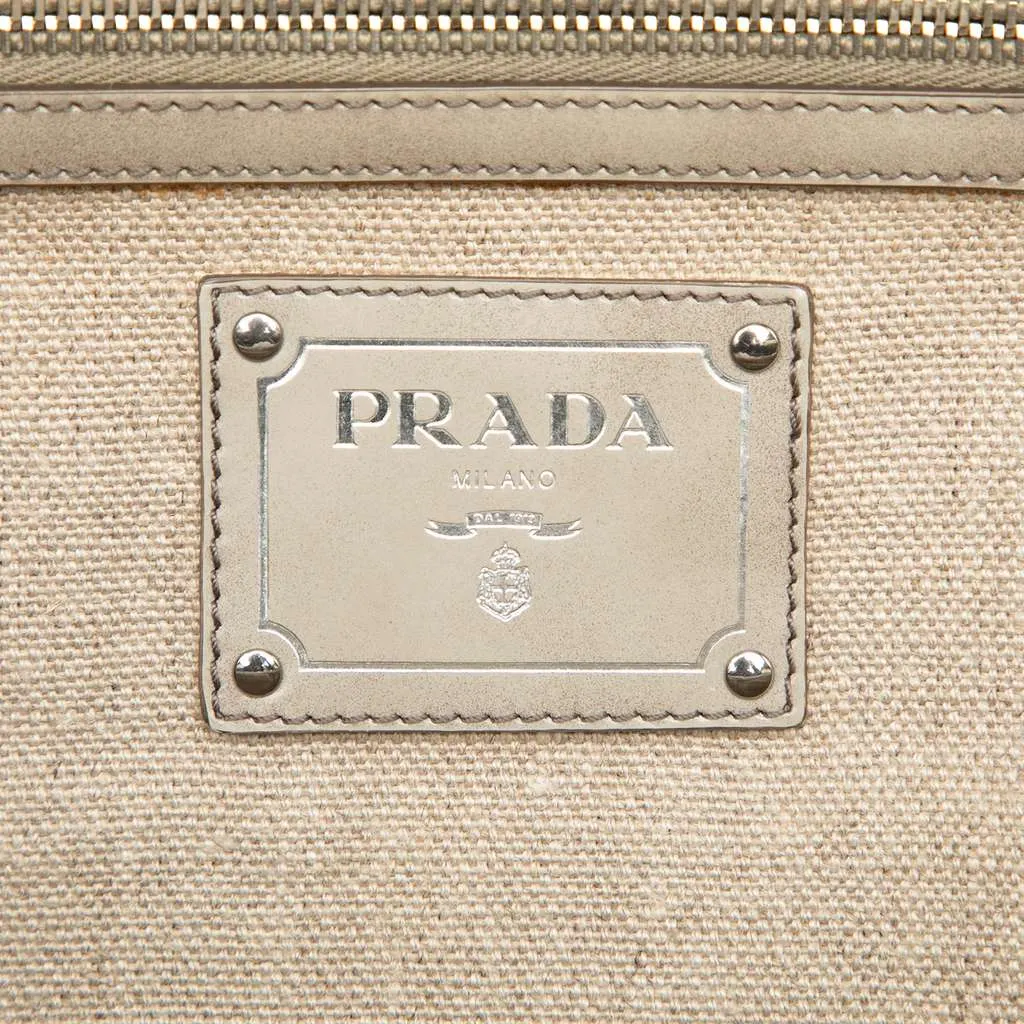 Prada Canvas Canapa Mistolino Frame Satchel White Canvas Very good - Box View