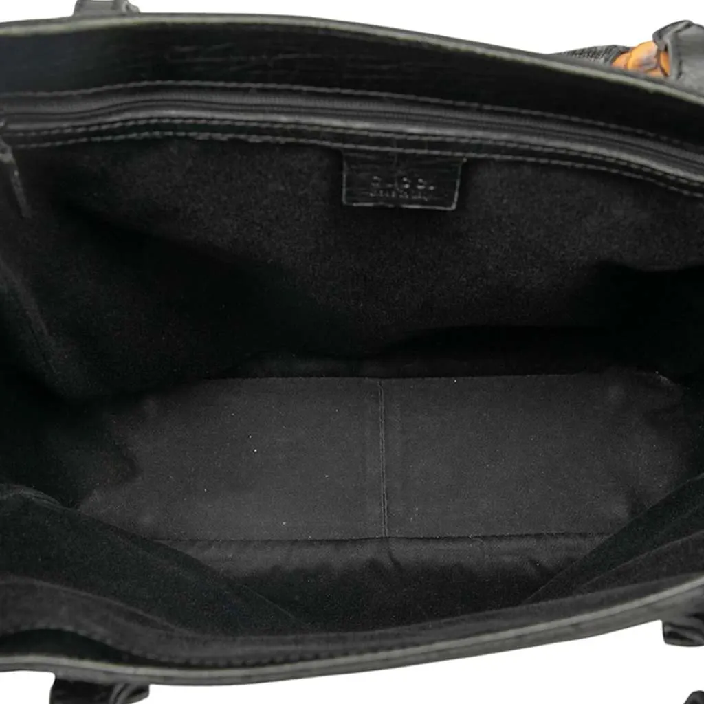 Gucci GG Canvas Bamboo Tote Black Canvas Very good - Model View