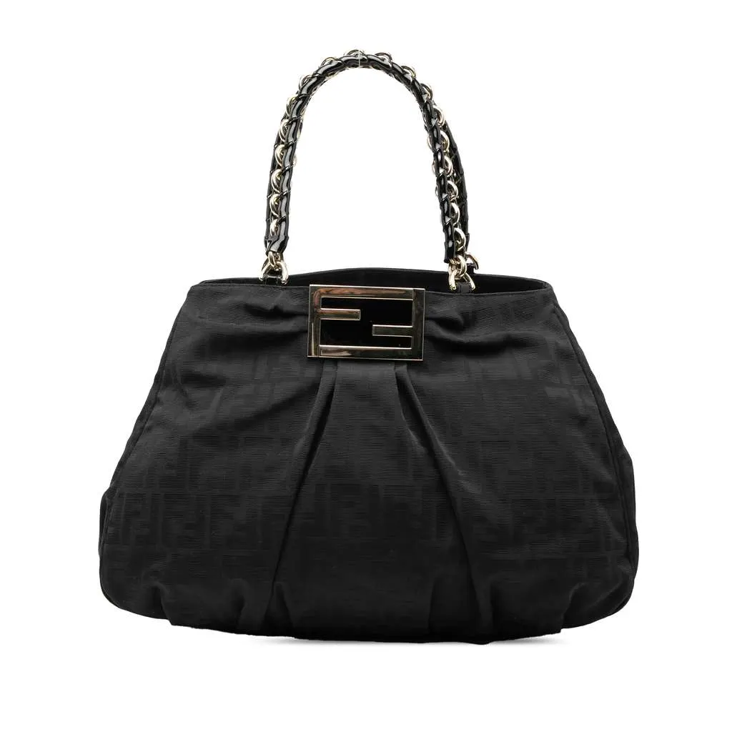 Fendi Large Zucca Canvas Mia Tote Black Canvas Very good - Front View