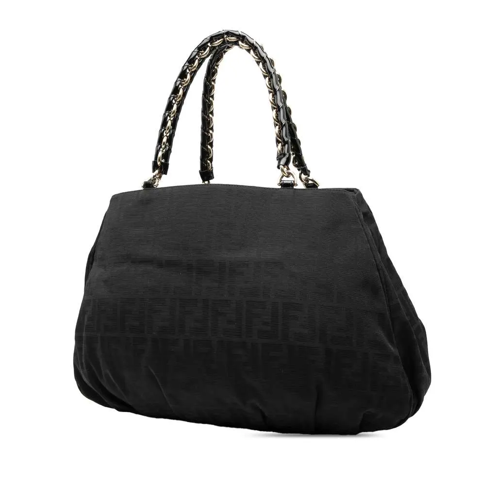 Fendi Large Zucca Canvas Mia Tote Black Canvas Very good - Back View