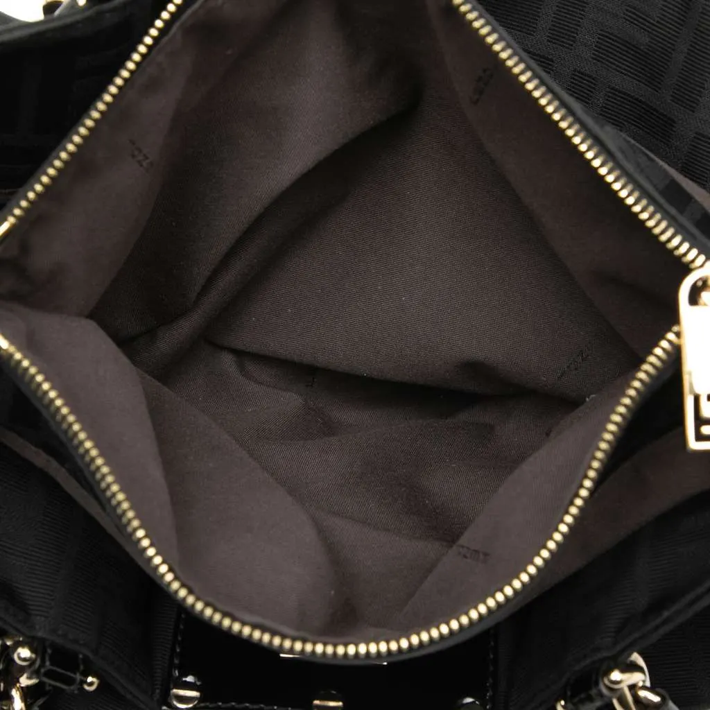Fendi Large Zucca Canvas Mia Tote Black Canvas Very good - Model View