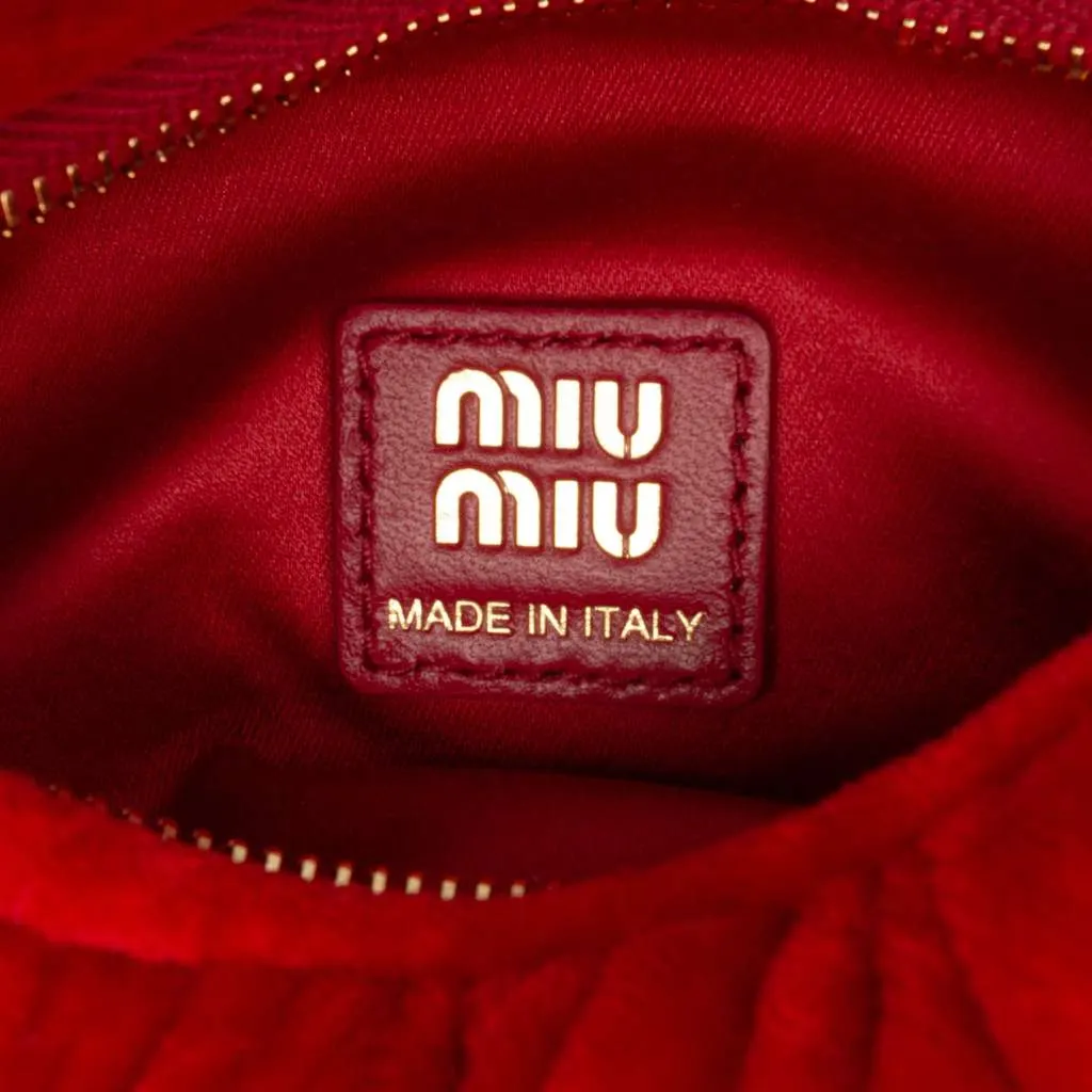 Miu Miu Mini Matelasse Velvet Wander Bag Red Velvet Very good - Box View