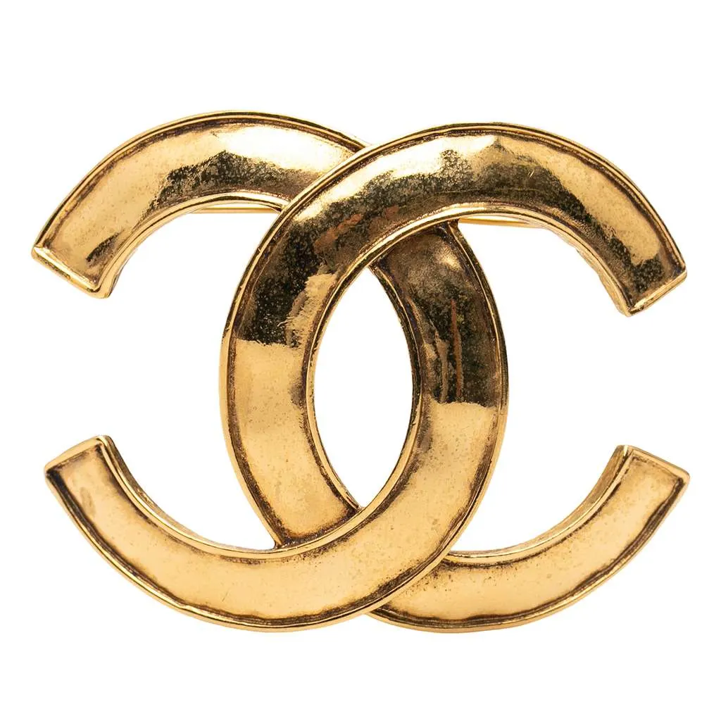 Chanel CC Gold Plated Brooch Gold Metal Very good - Front View