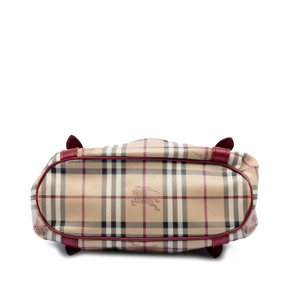Burberry Small Haymarket Check Coated Canvas Northfield Satchel Brown Canvas Good - Inside View
