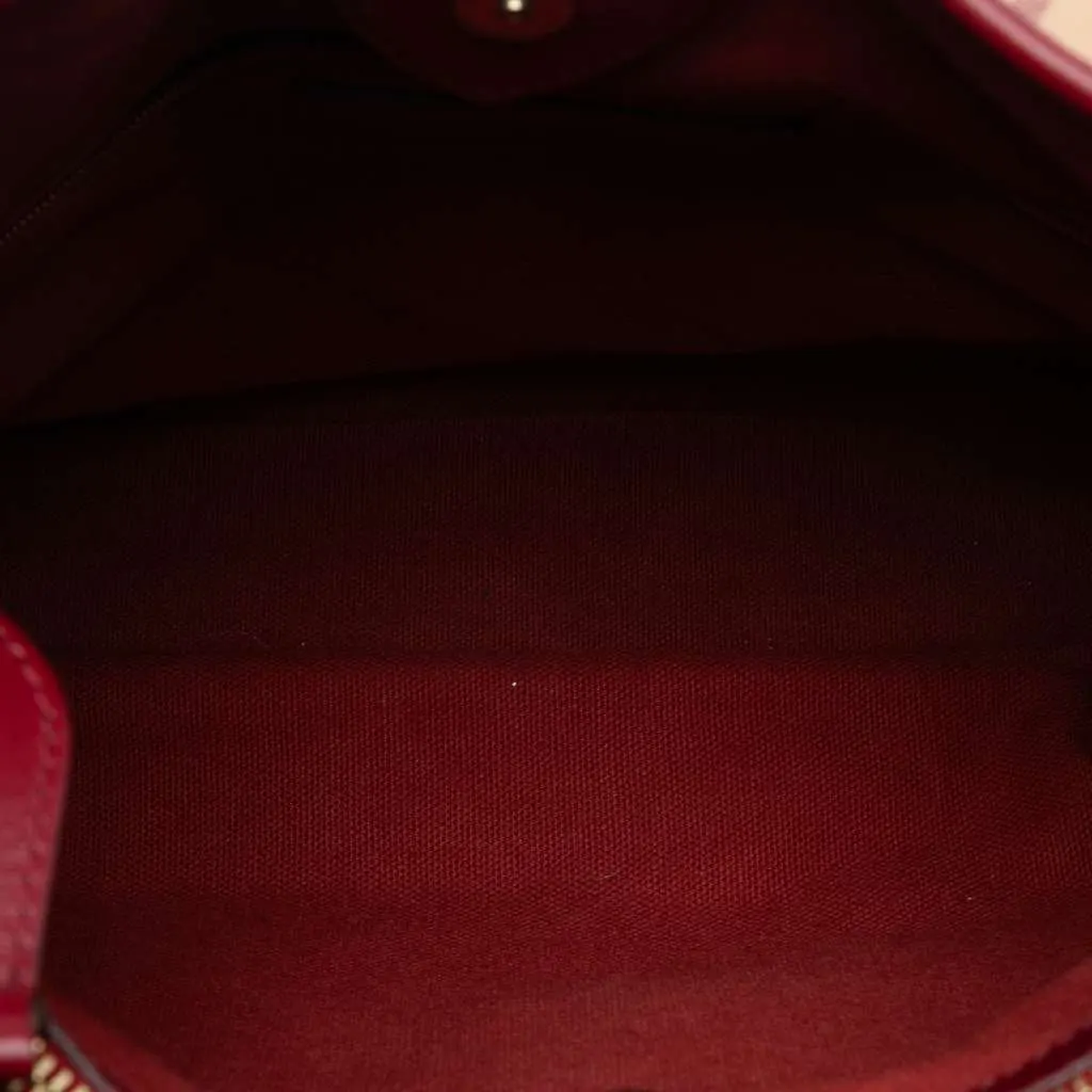 Burberry Small Haymarket Check Coated Canvas Northfield Satchel Brown Canvas Good - Model View