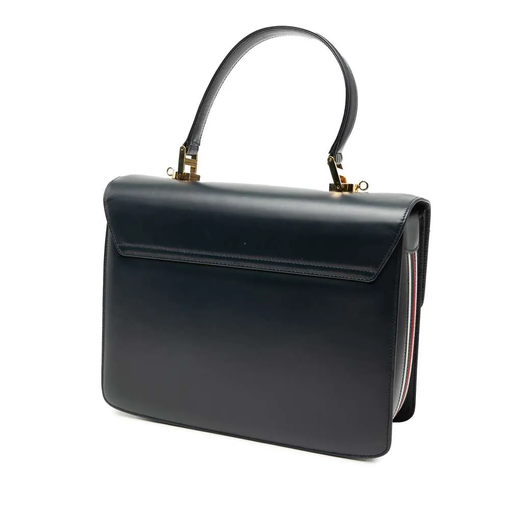 Gucci Calfskin Turnlock Sideline Handbag Blue Leather Very good - Back View