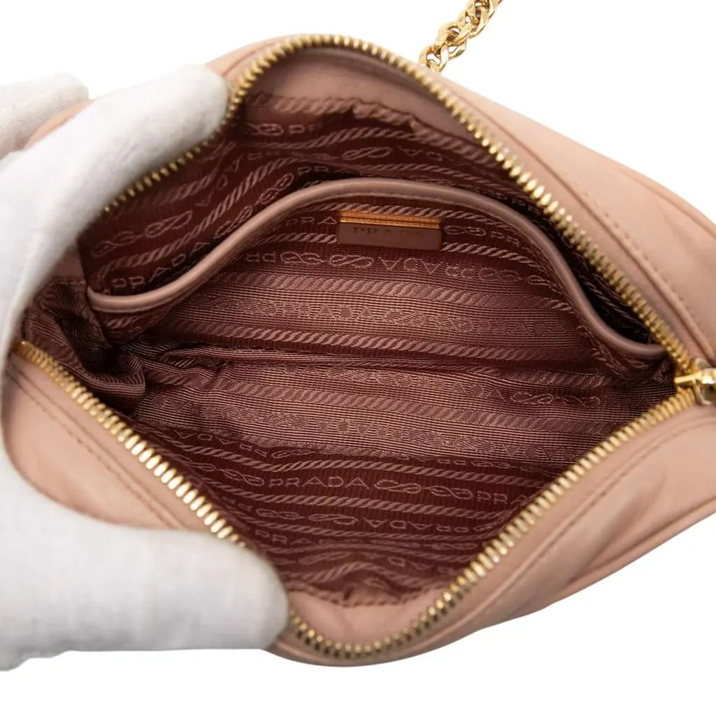 Prada Nappa Gaufre Camera Bag Brown Leather Very good - Model View