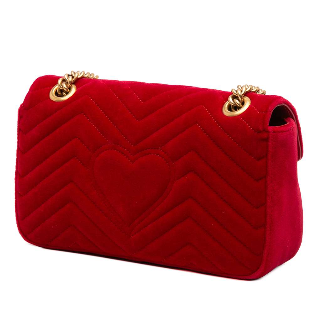 Gucci Medium GG Marmont Matelasse Velvet Shoulder Bag - 2