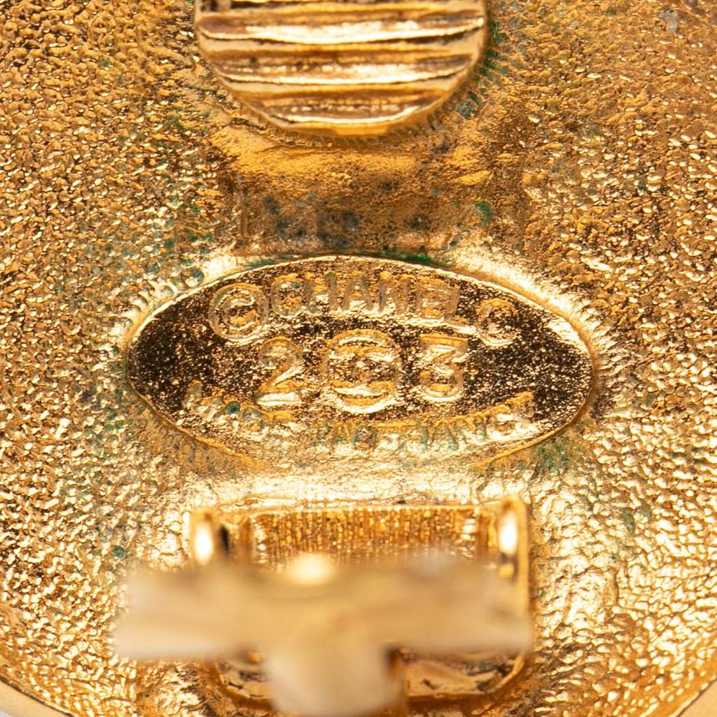 Chanel Gold Plated Logo and Lion Clip On Earrings - 4