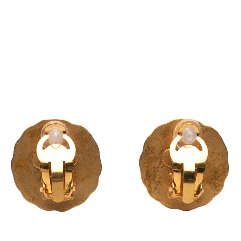 Chanel CC Gold Plated Round Clip On Earrings - 2