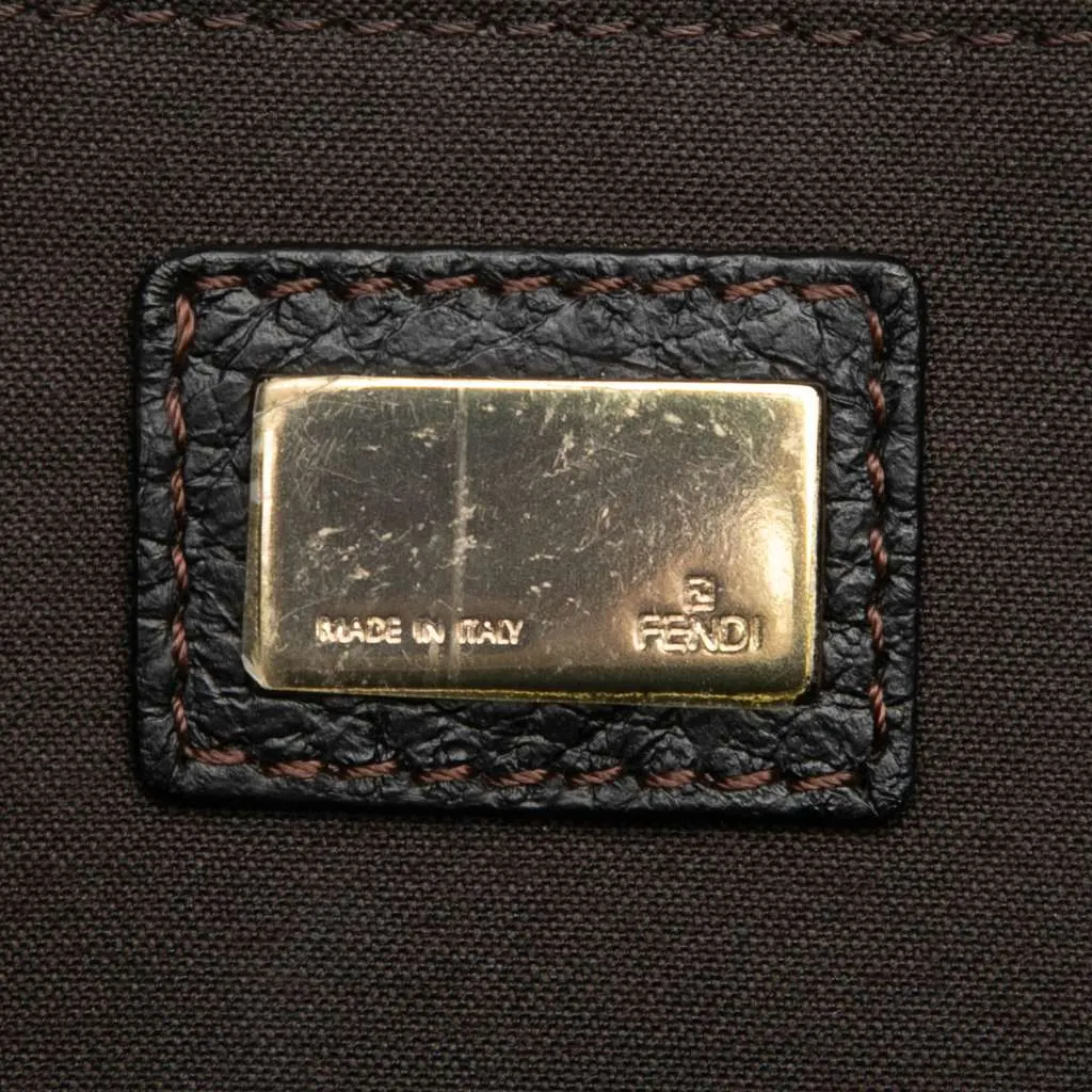 Fendi Zucchino Canvas F Charm Crossbody Brown Canvas Very good - Box View