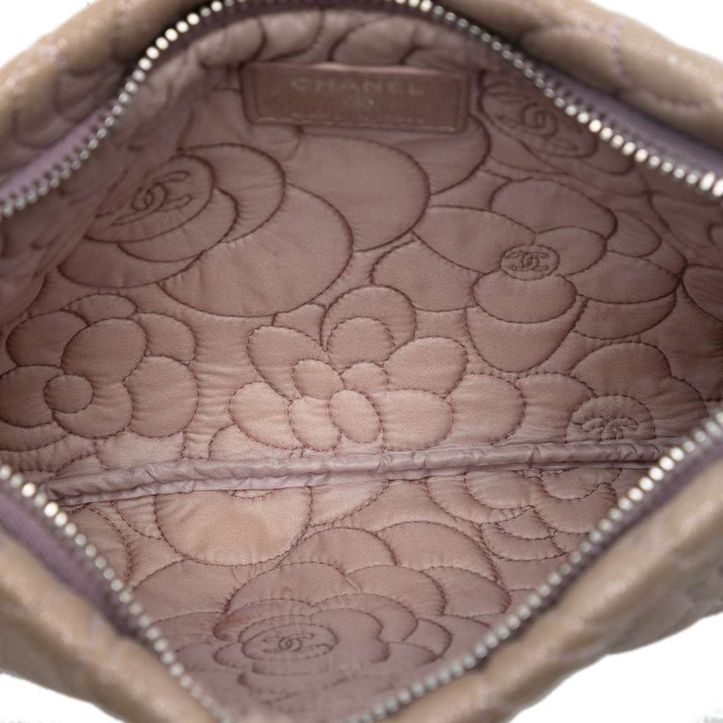 Chanel Embossed Metallic Lambskin Camellia Chain Pochette - 4