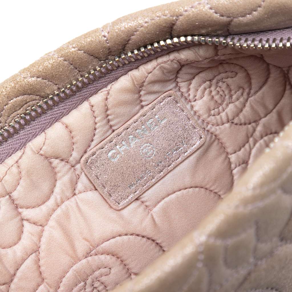 Chanel Embossed Metallic Lambskin Camellia Chain Pochette - 5