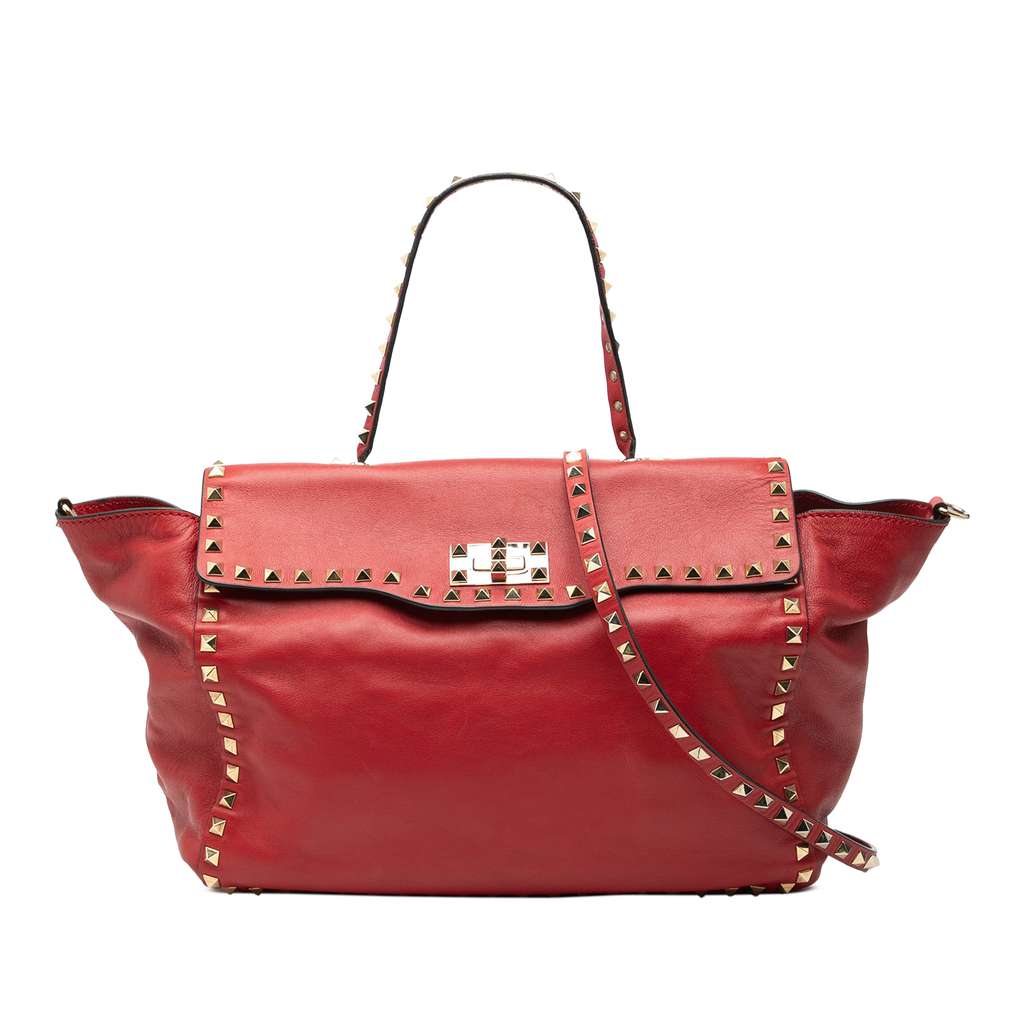 Valentino Medium Leather Rockstud Trapeze Flap Satchel