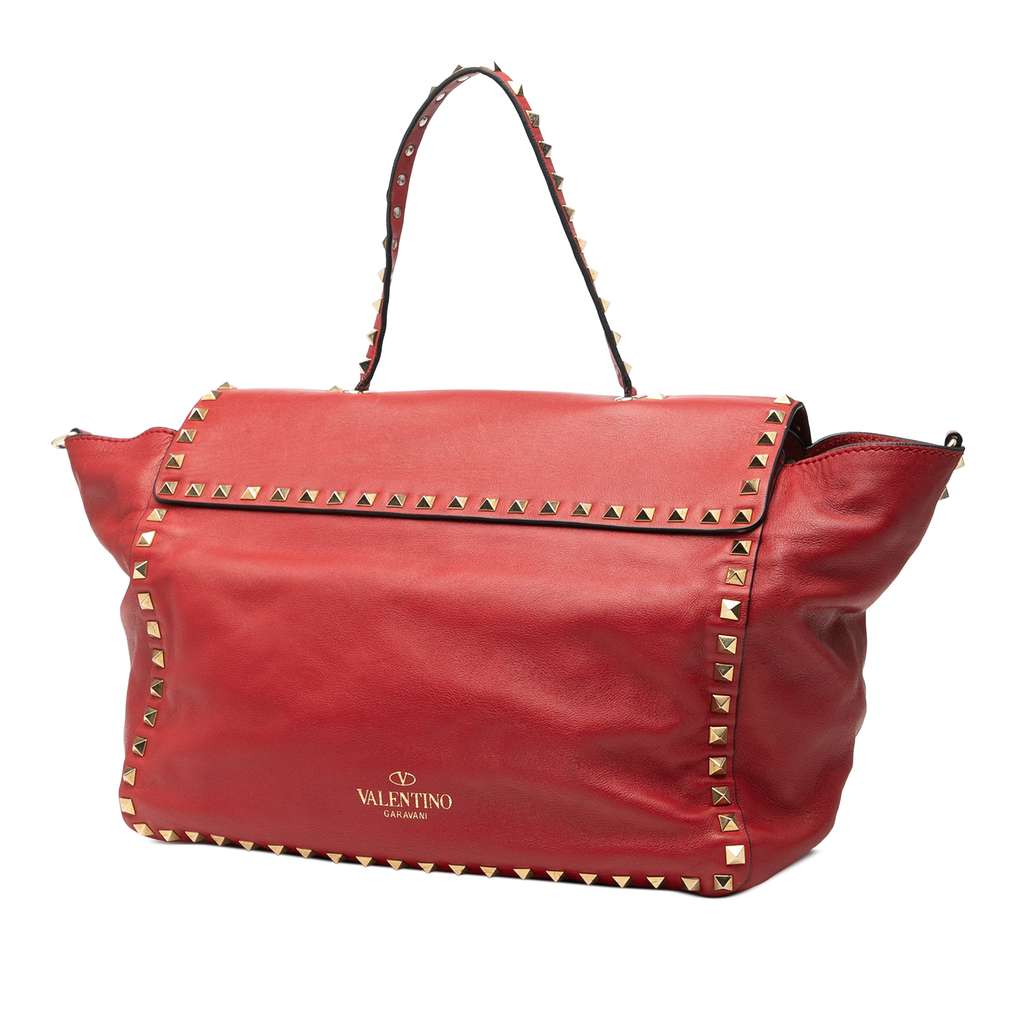 Valentino Medium Leather Rockstud Trapeze Flap Satchel - 2