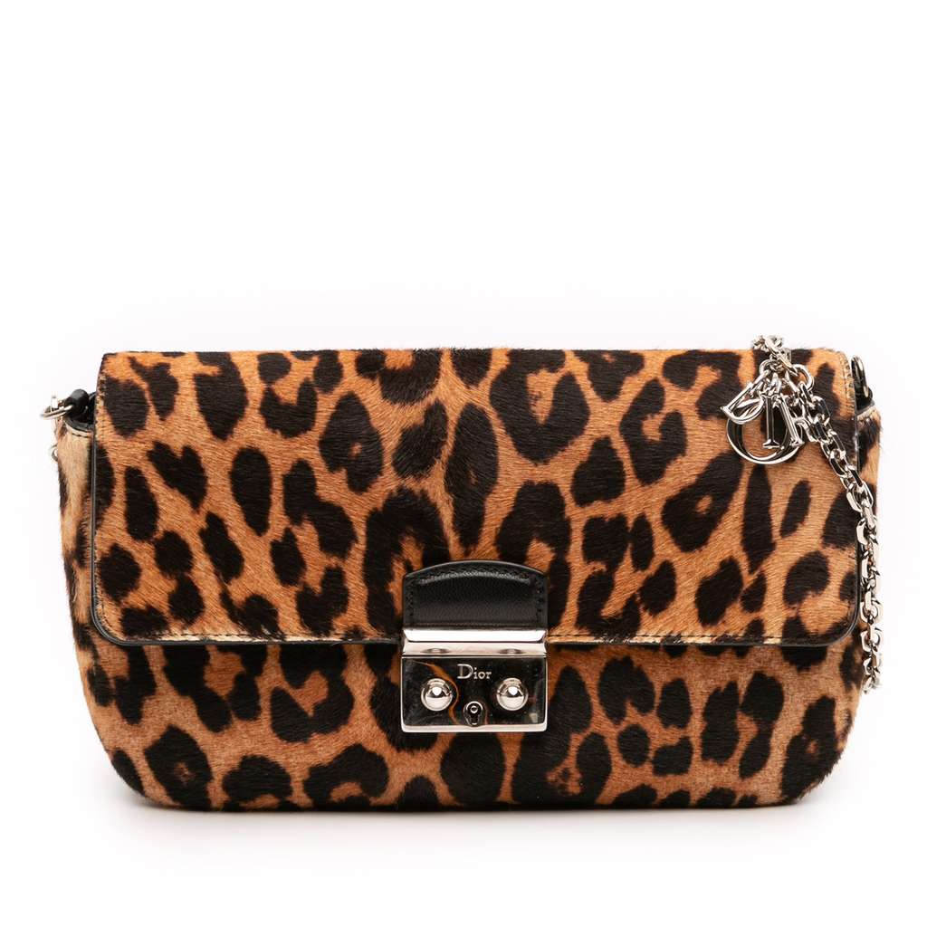 Dior Leopard Print Pony Hair Miss Dior Chain Flap