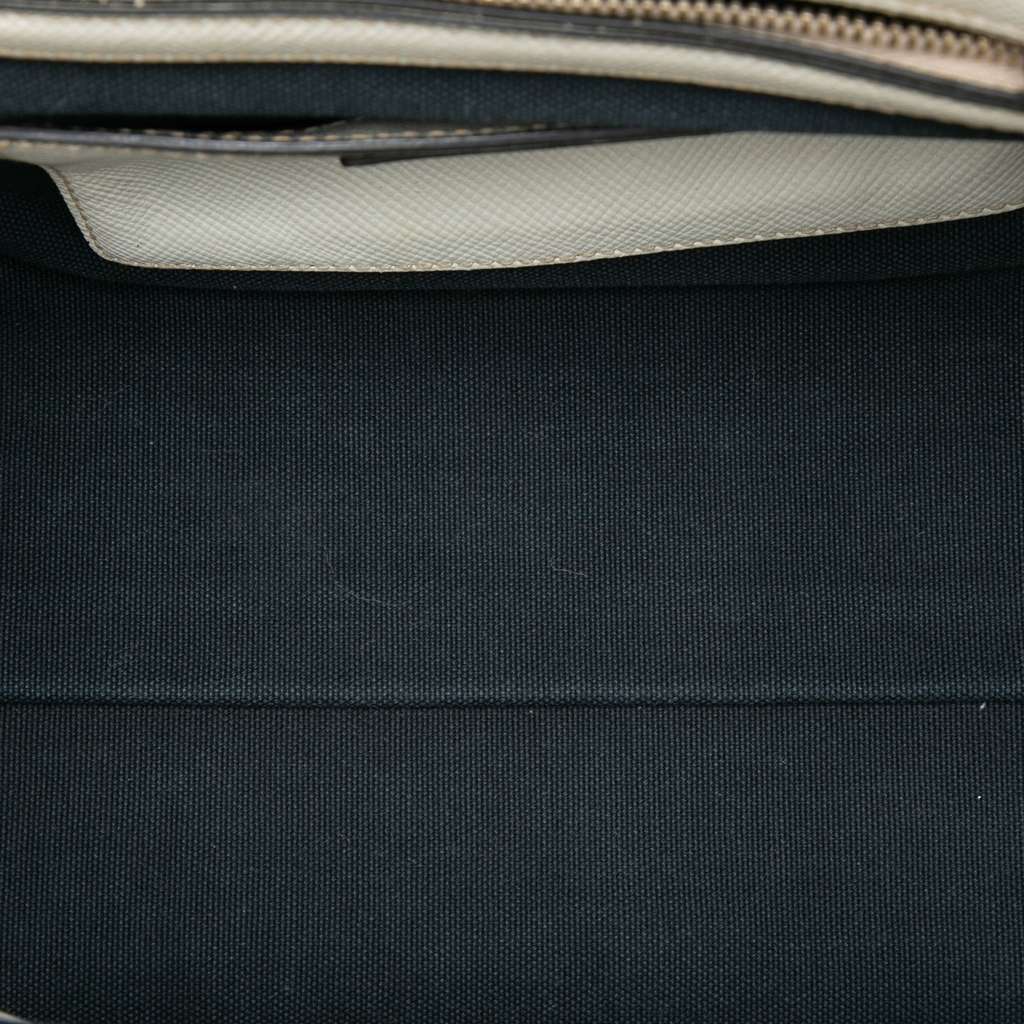 Prada Bicolor Saffiano Cuir Trimmed Canvas Satchel - 4