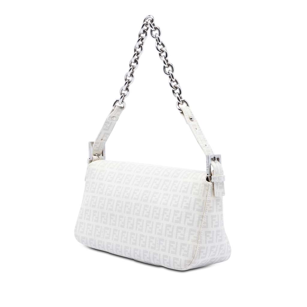 Fendi Zucchino Spalmati Double Flap Chain Shoulder Bag - 2