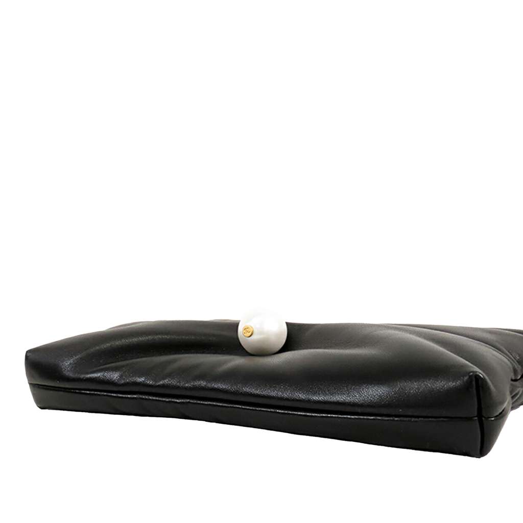 Chanel Shiny Lambskin Pearl Clutch With Chain - 3