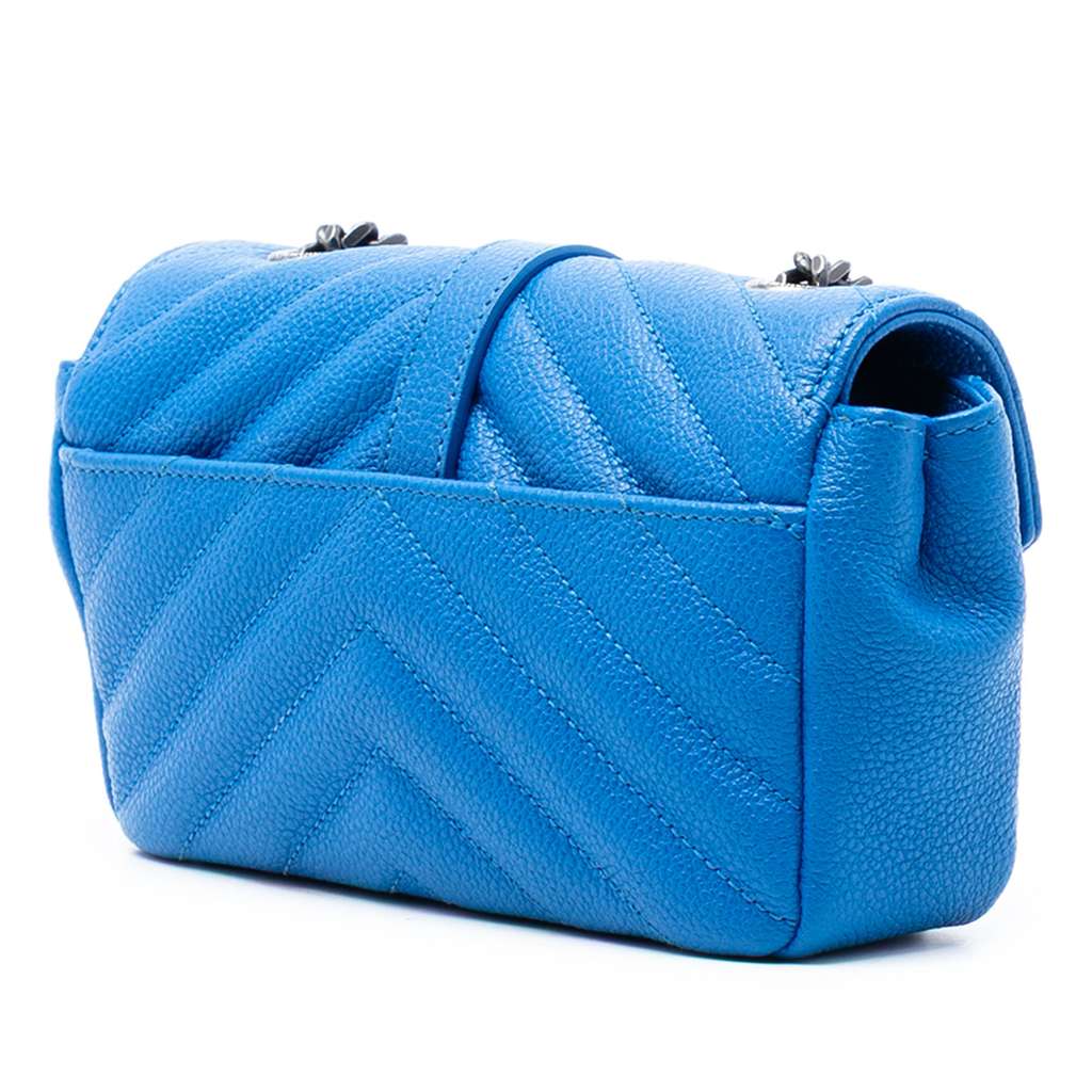 Saint Laurent Baby Grained Calfskin Chevron Classic Monogram Chain Bag - 2