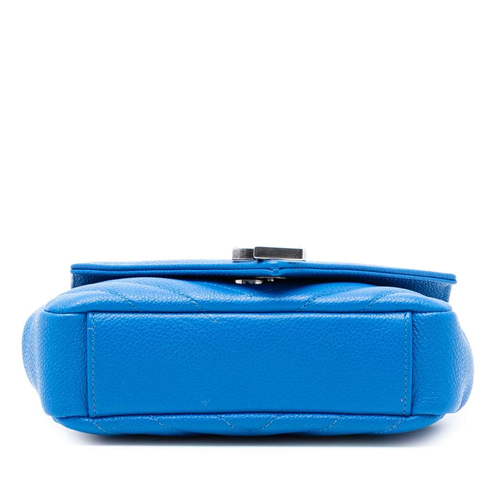 Saint Laurent Baby Grained Calfskin Chevron Classic Monogram Chain Bag - 3