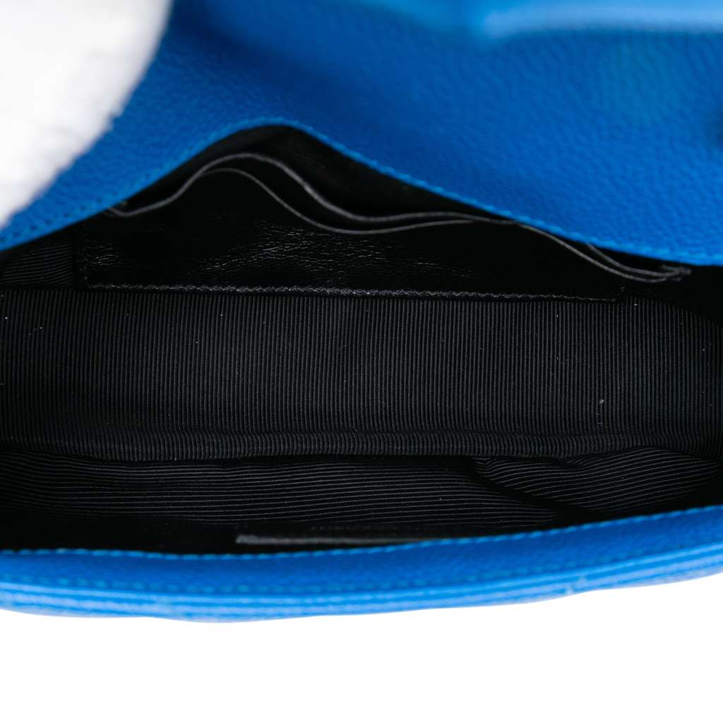 Saint Laurent Baby Grained Calfskin Chevron Classic Monogram Chain Bag - 4