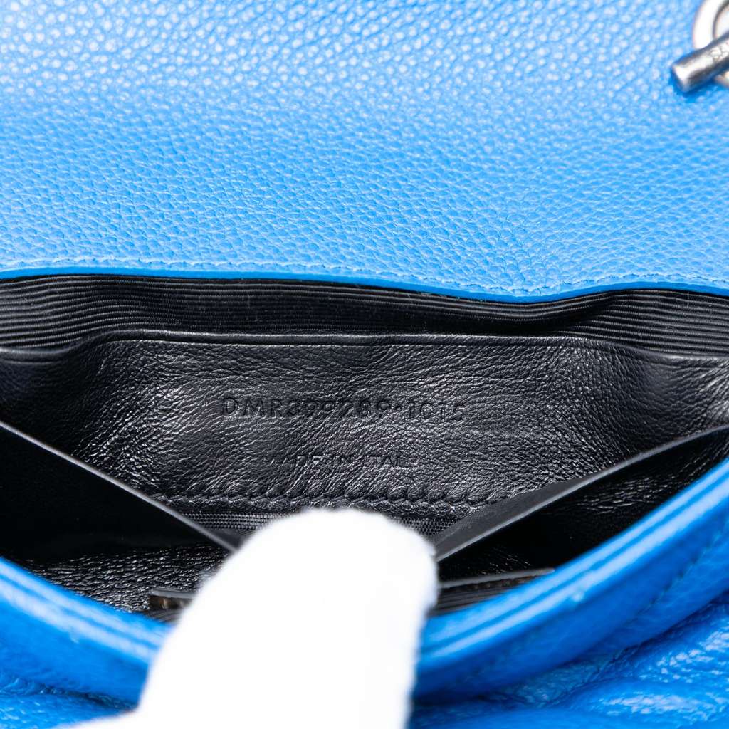 Saint Laurent Baby Grained Calfskin Chevron Classic Monogram Chain Bag - 5