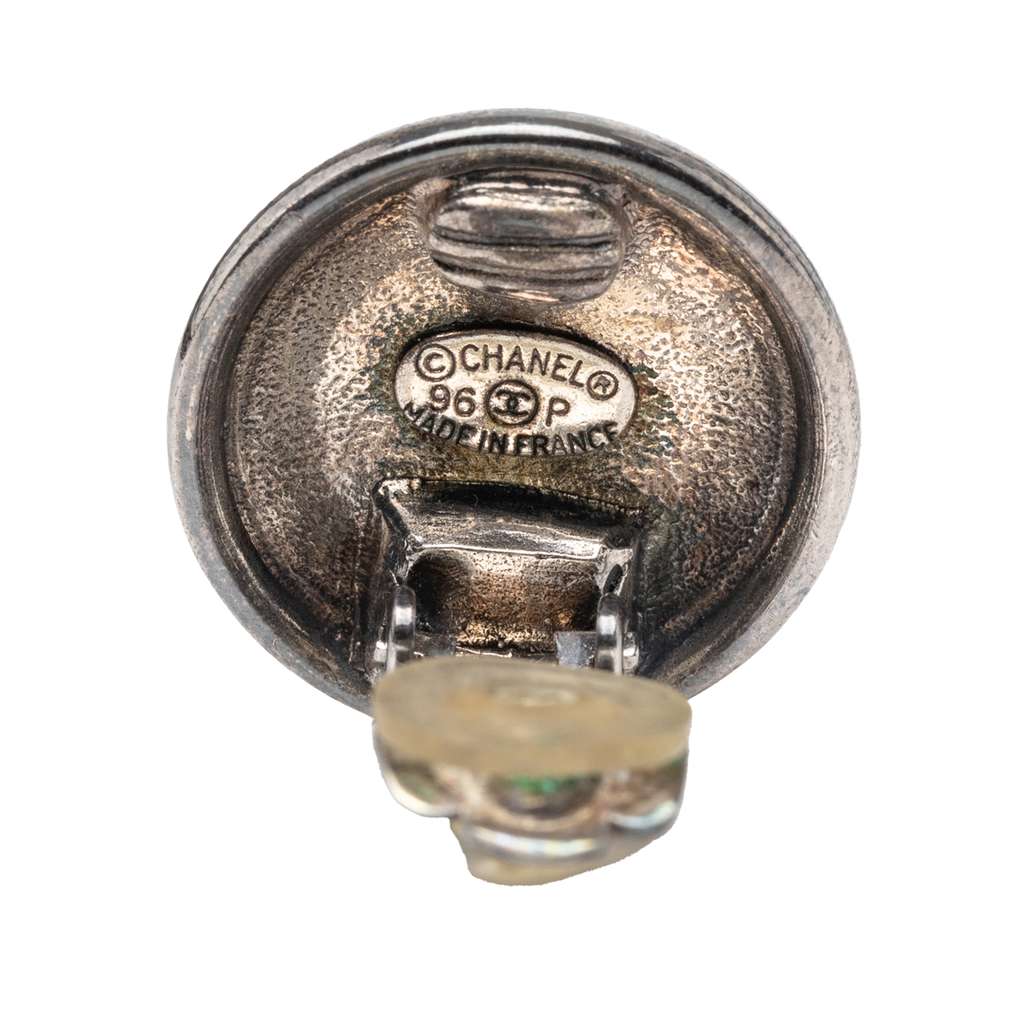 Chanel CC Silver Plated Round Clip on Earrings - 3