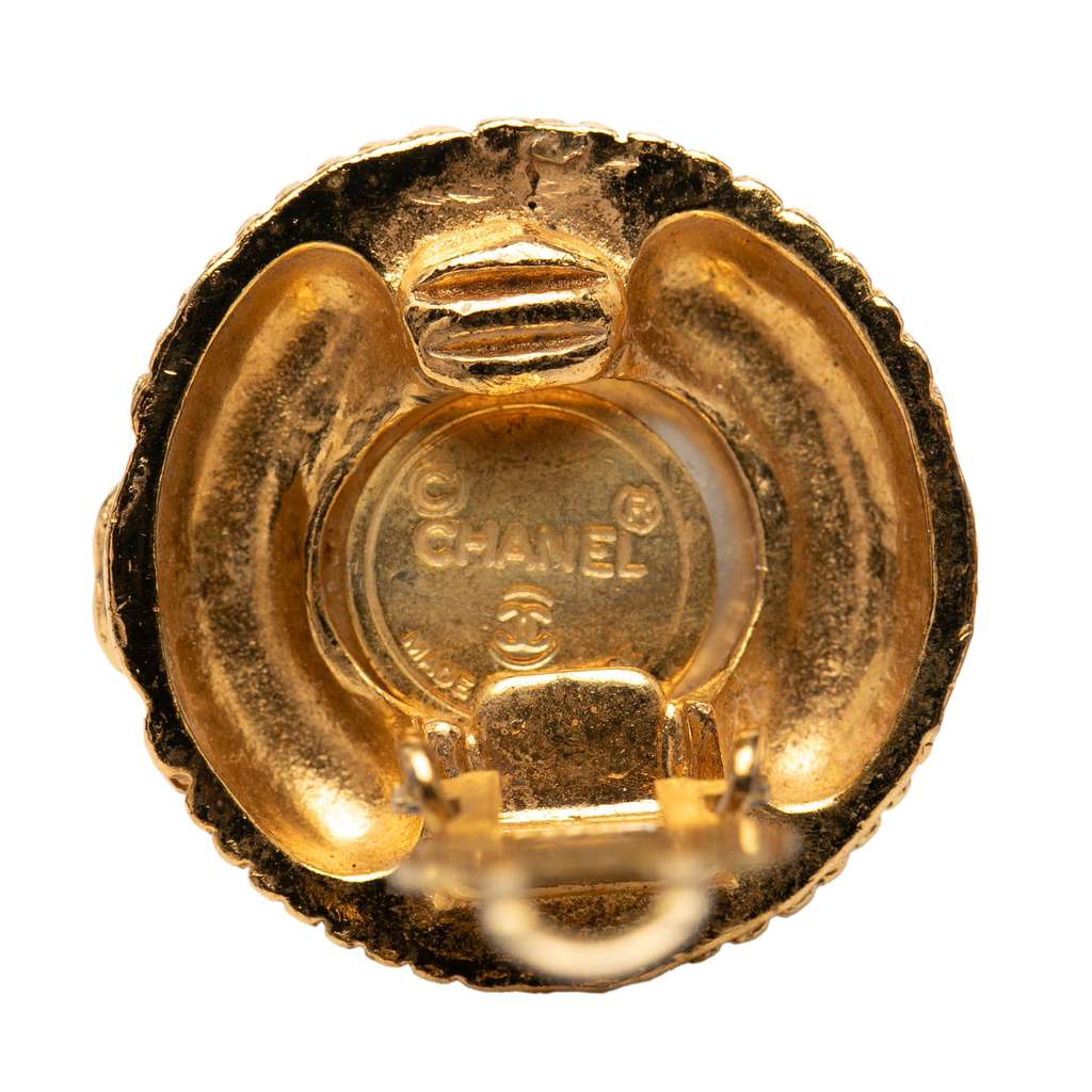 Chanel Gold Plated Faux Pearl Clip on Earrings - 3