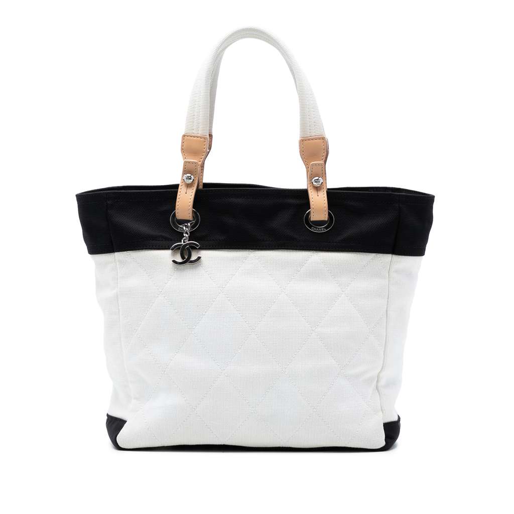 Chanel Medium Bicolor Quilted Canvas Paris Biarritz Tote