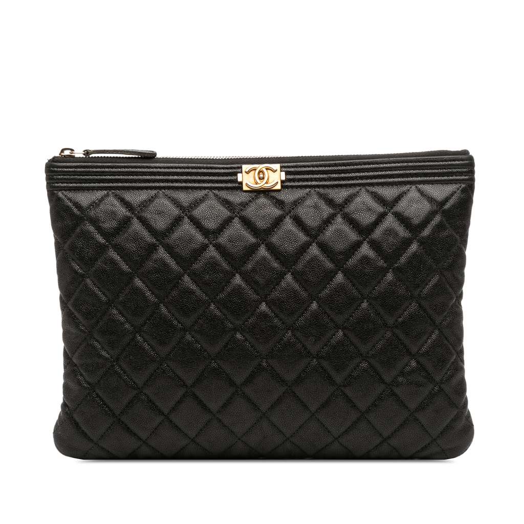 Chanel Medium Quilted Caviar Boy O Case Clutch