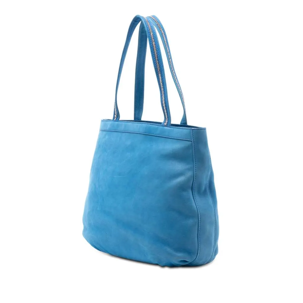 Fendi Nubuck FF Chains Tote Blue Leather Very good - Back View