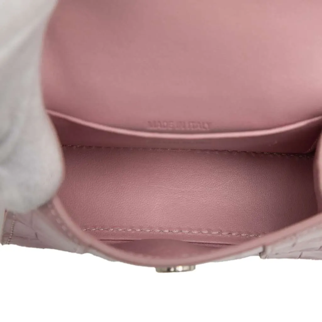 Balenciaga Nano Croc Embossed Hourglass Top Handle Bag Pink Leather Very good - Model View