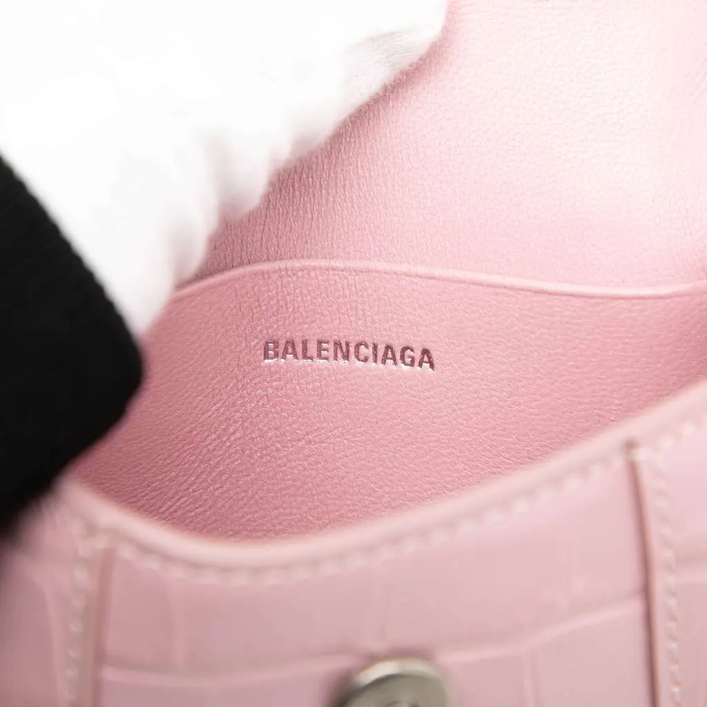Balenciaga Nano Croc Embossed Hourglass Top Handle Bag Pink Leather Very good - Box View