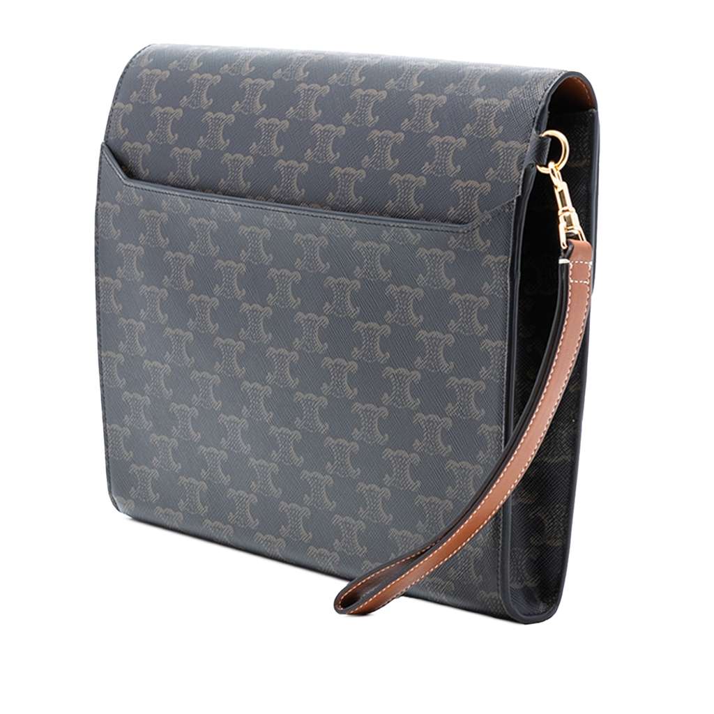 Celine Triomphe Coated Canvas Wristlet Flap Pouch - 2