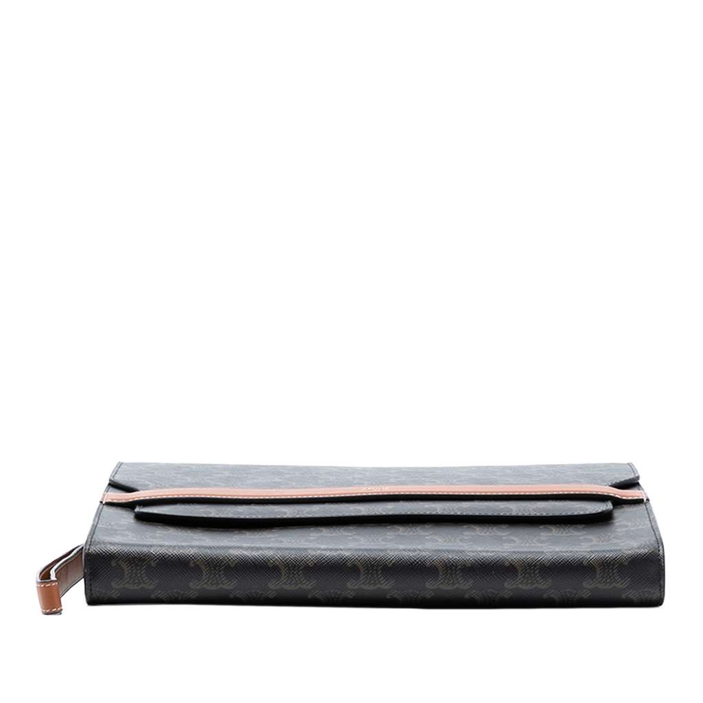 Celine Triomphe Coated Canvas Wristlet Flap Pouch - 3