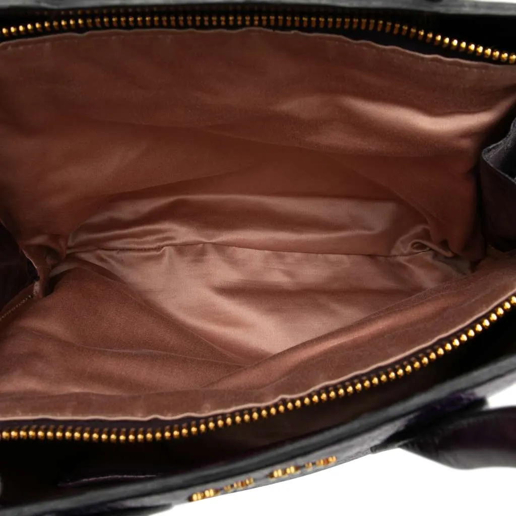 Miu Miu Vitello Lux Distressed Leather Top Handle Bag Purple Leather Good - Model View