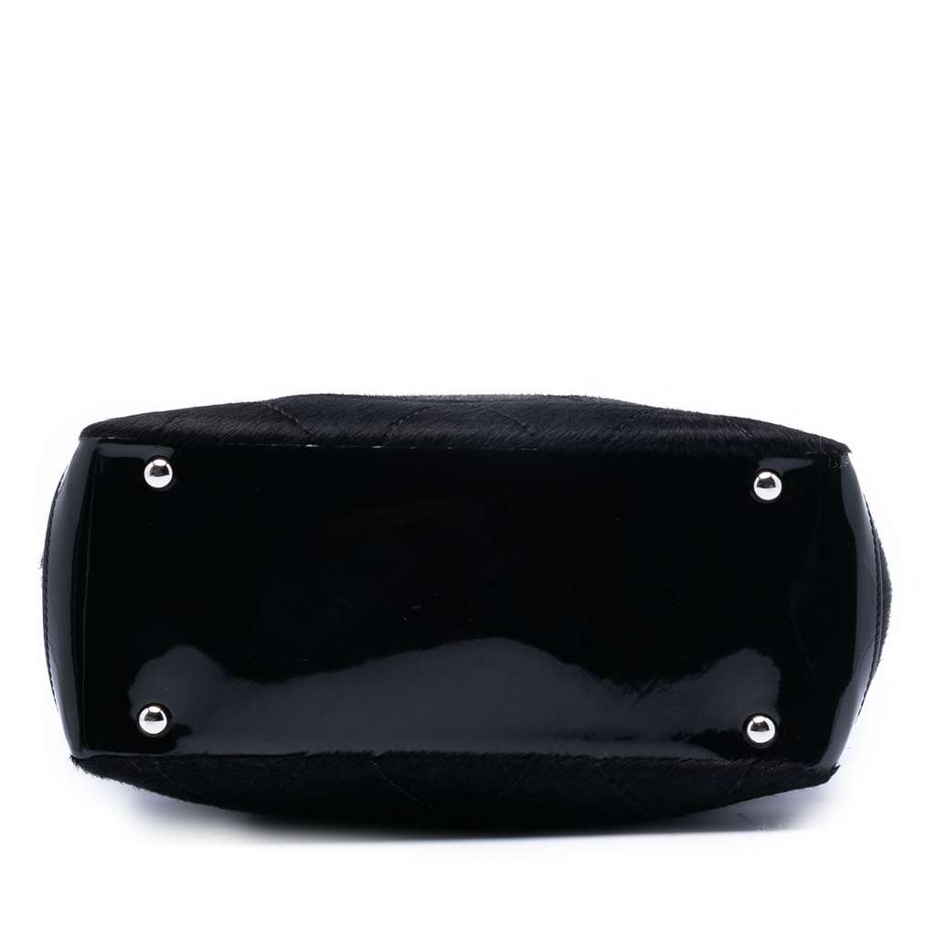 Chanel Small Quilted Pony Hair and Patent Paris Biarritz Tote - 3