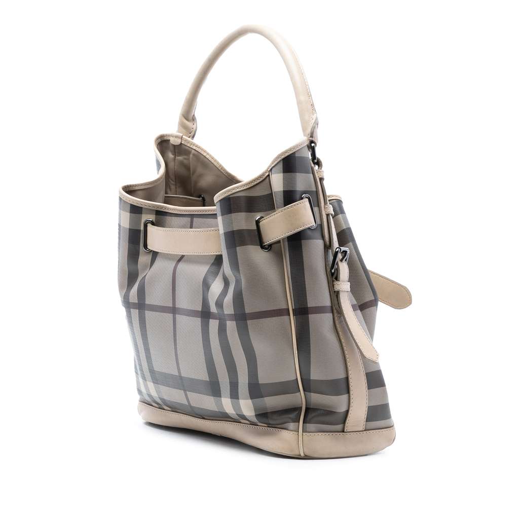 Burberry Medium Smoke Check Coated Canvas Walden Belted Hobo - 2