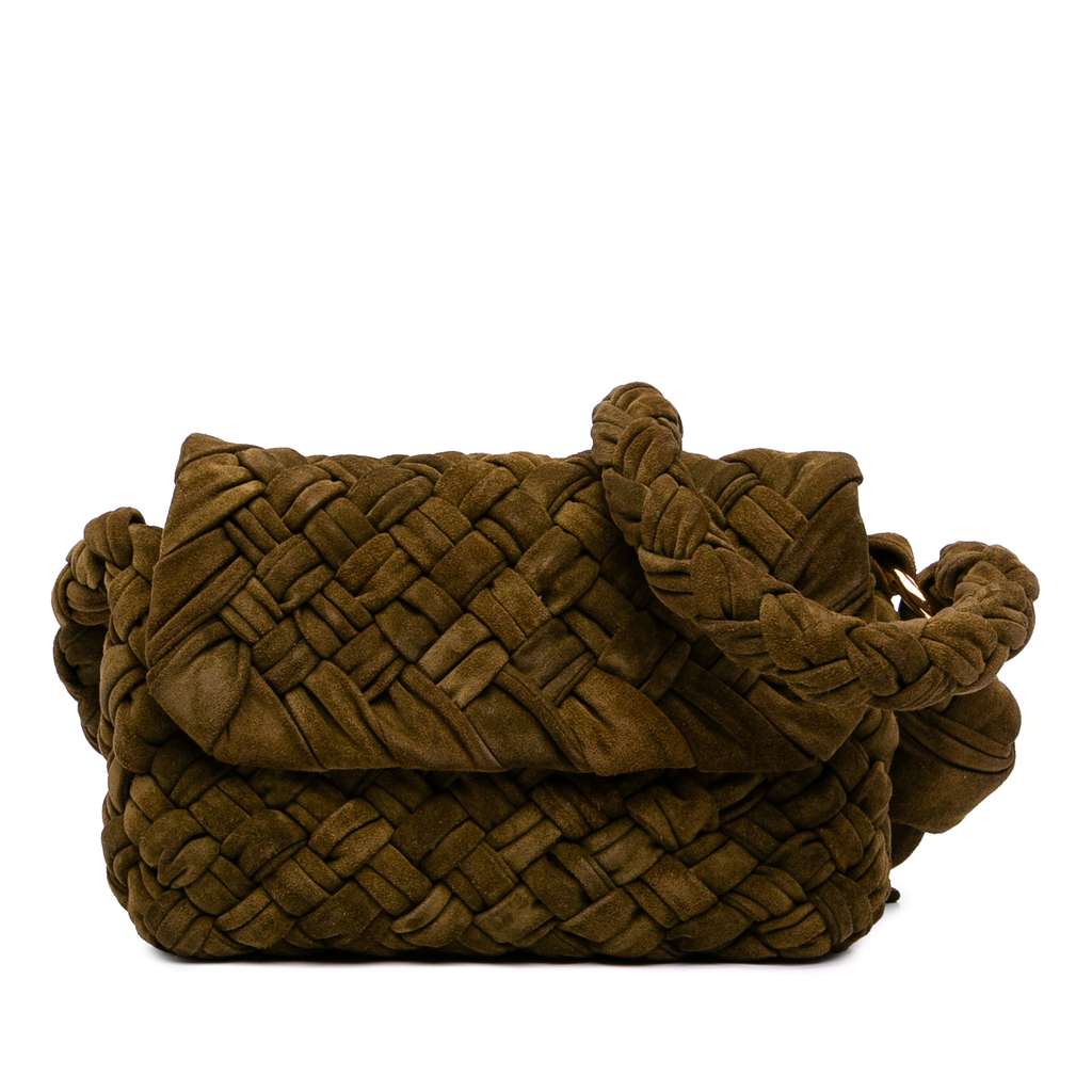 Bottega Veneta Medium Suede Intrecciato Kalimero Citta Shoulder Bag