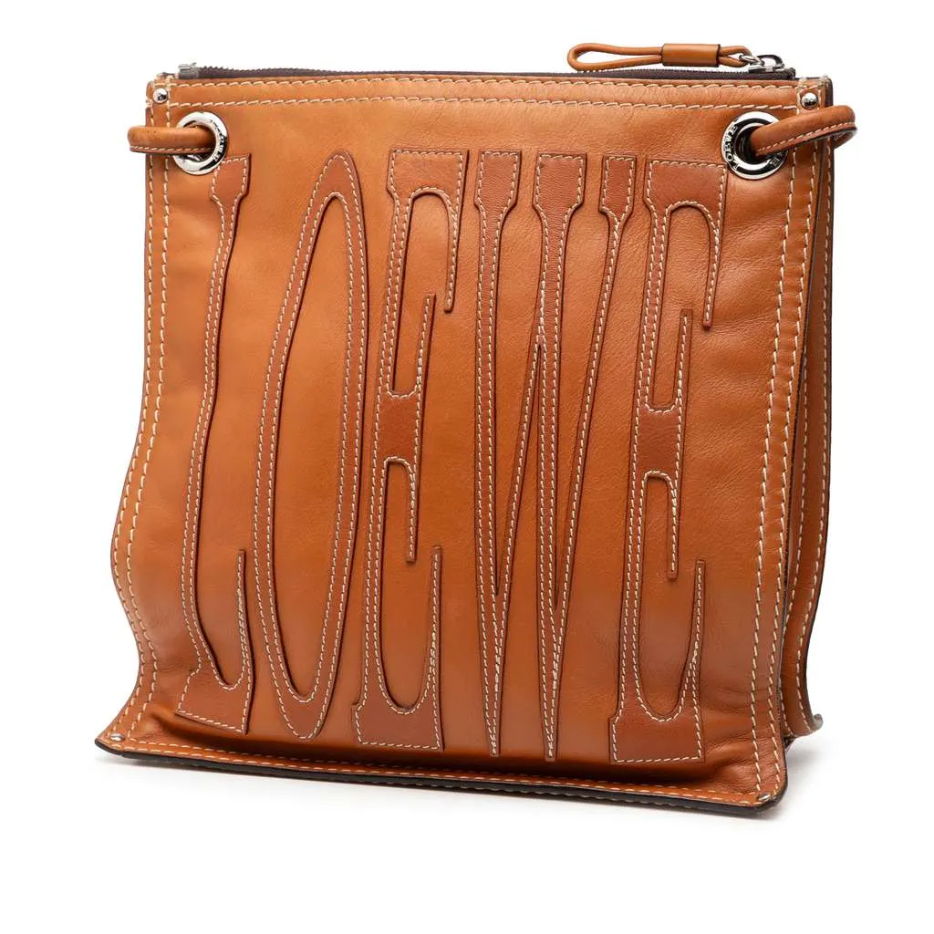 Loewe Leather Anagram Crossbody Brown Leather Good - Back View