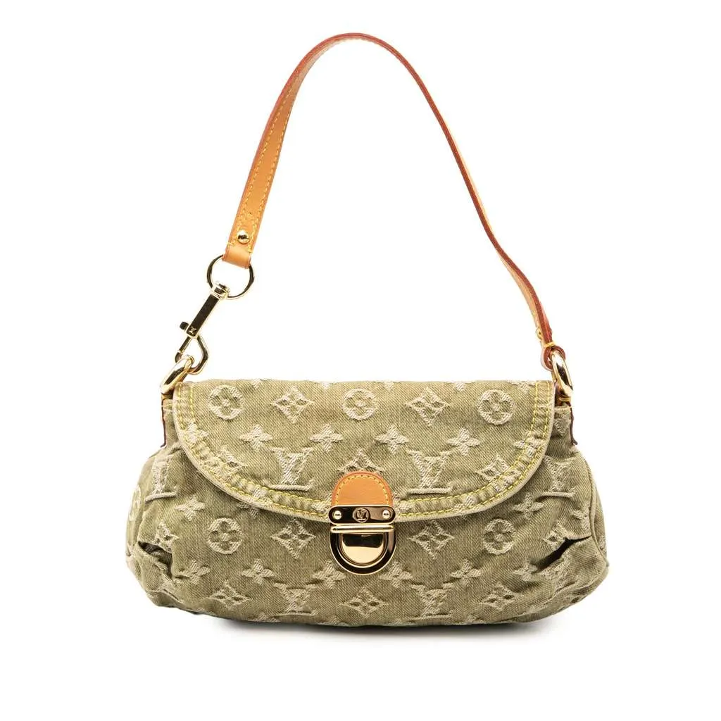 Louis Vuitton Monogram Denim Mini Pleaty Green Denim Good - Front View