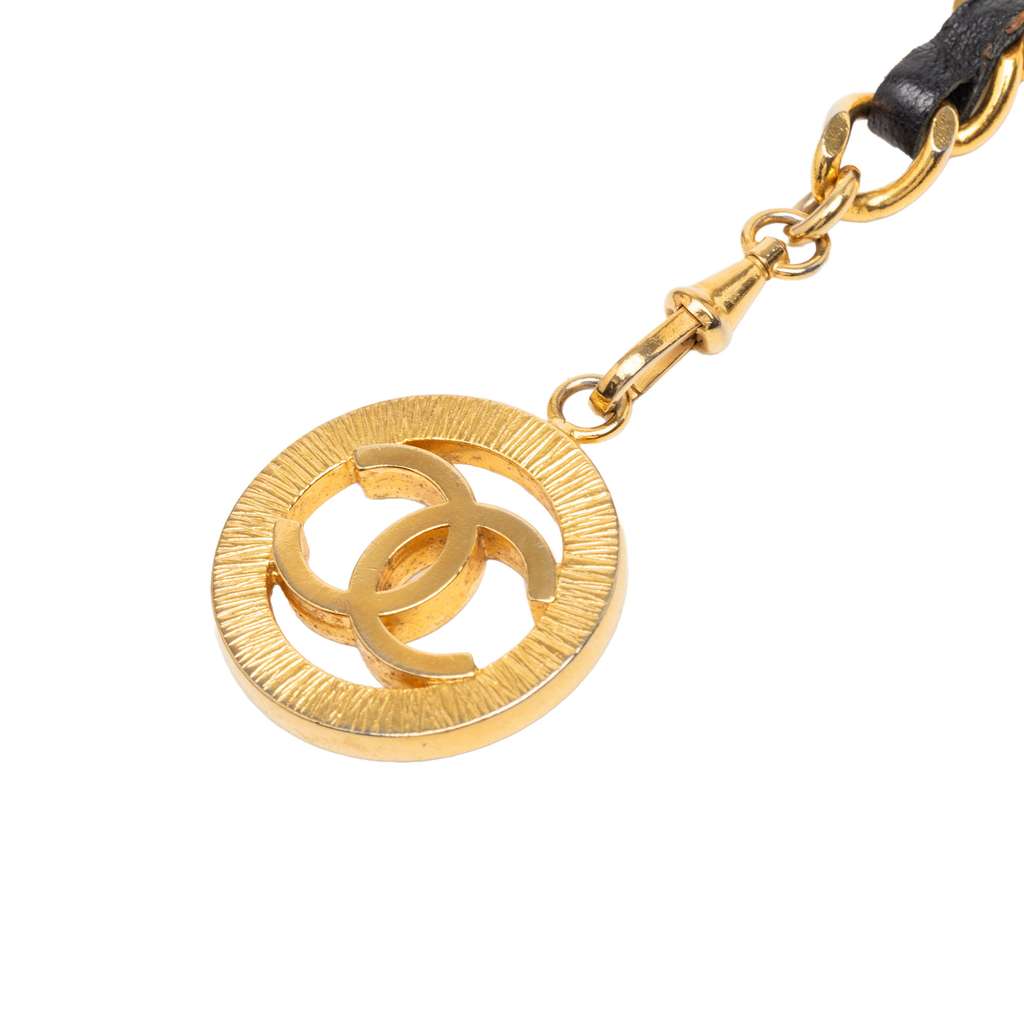 Chanel Gold Plated Leather Woven Medallion Chain Belt - 2