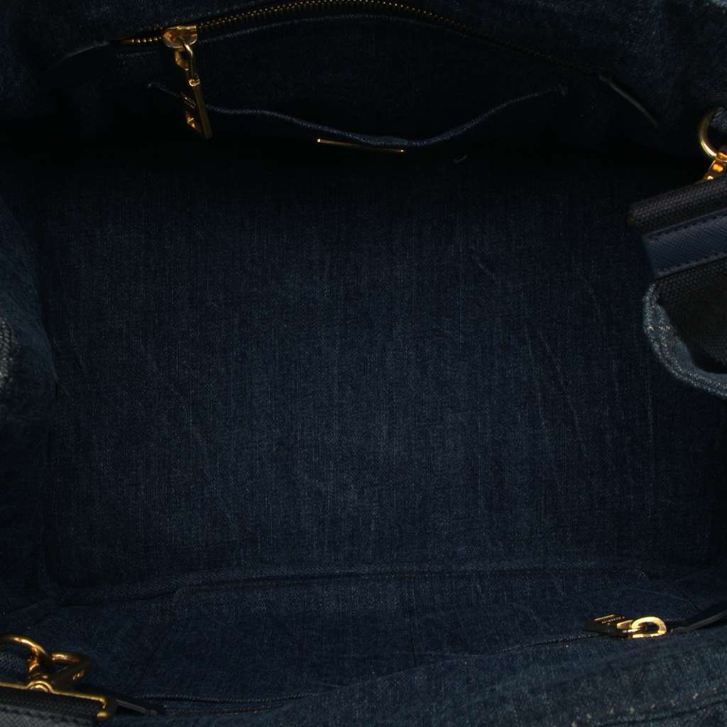Prada Denim Canapa Logo Satchel - 4
