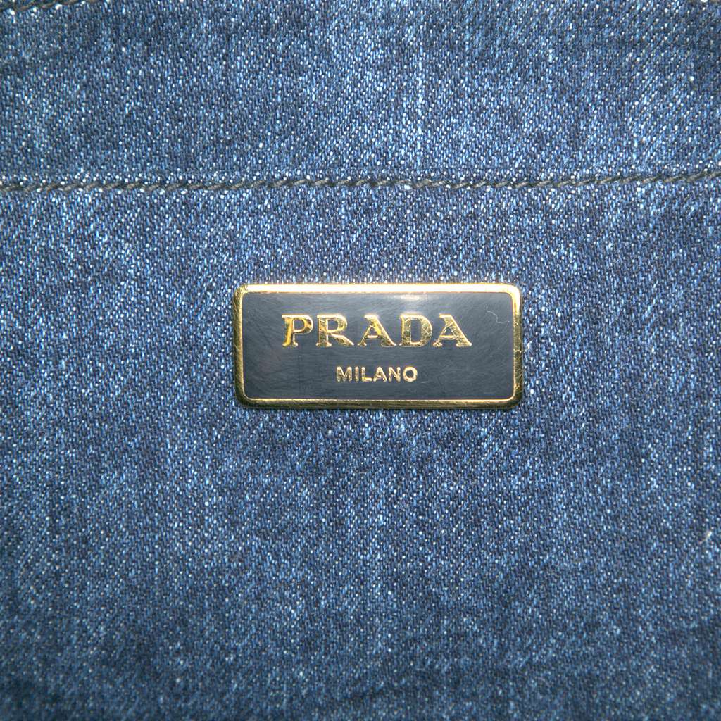 Prada Denim Canapa Logo Satchel - 5