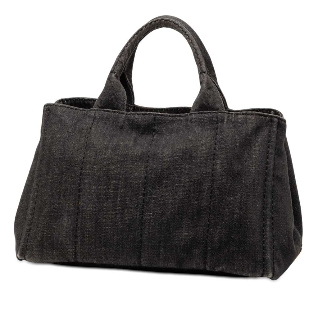 Prada Small Denim Canapa Logo Satchel - 2
