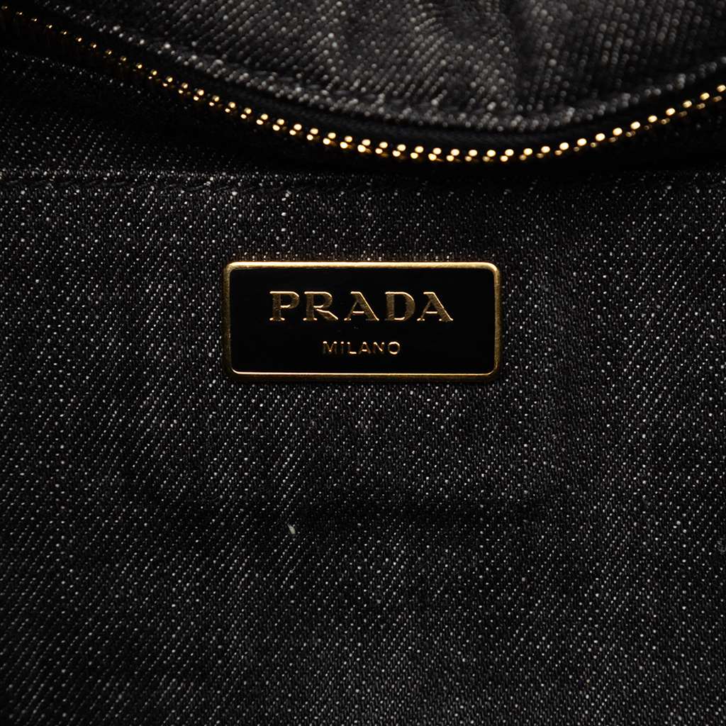 Prada Small Denim Canapa Logo Satchel - 5