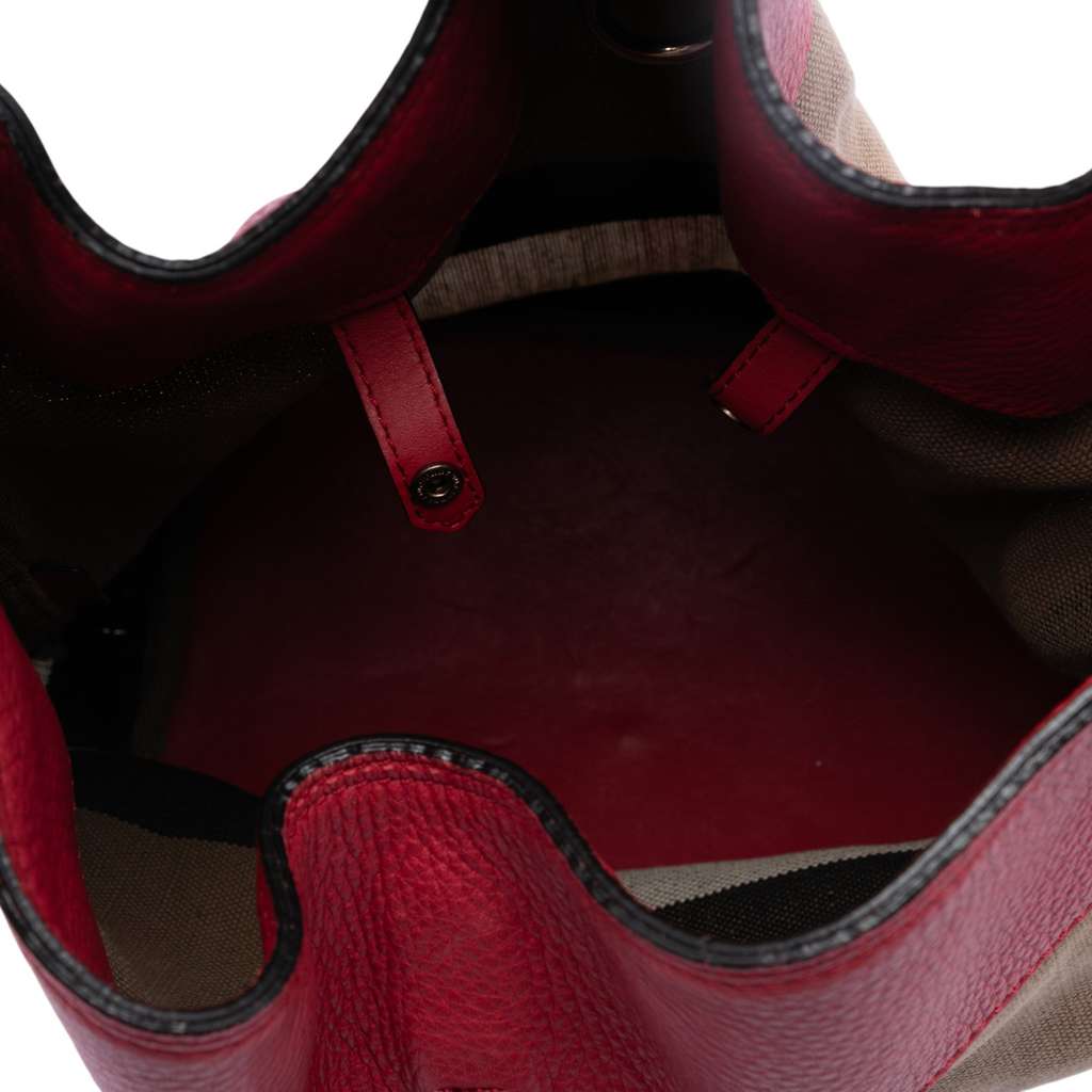 Burberry Medium Mega Check Canvas and Grained Calfskin Ashby Tassel Bucket Bag - 4