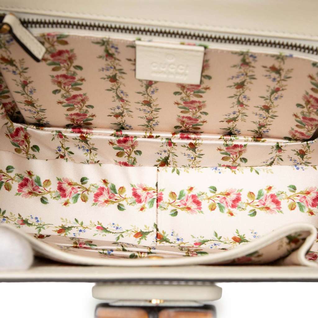 Gucci Calfskin Frame Print Bamboo Top Handle Bag - 4